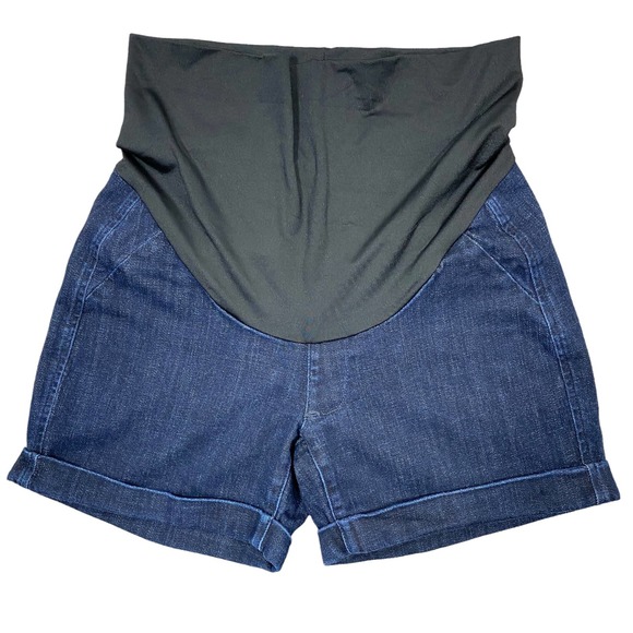 Liverpool Jeans Pants - Liverpool Maternity Trouser Jean Shorts Small Dark Wash Cuffed Hem Stretch Denim